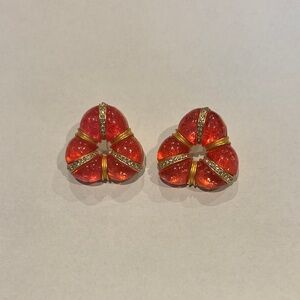 Elegant Red/peachy and Gold CatWalk Jon Earrings